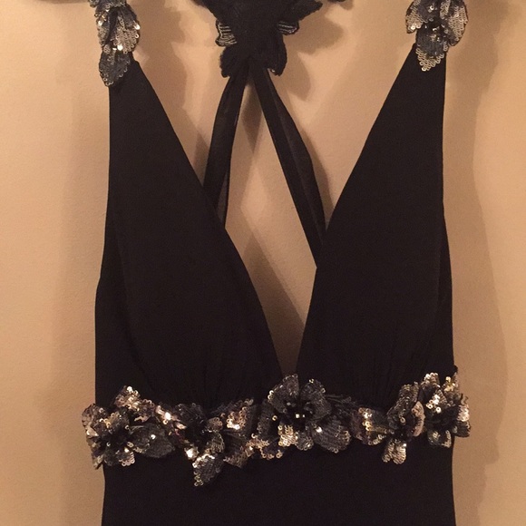 Faviana Couture Black Sequin Dress Size 12 - Picture 3 of 8